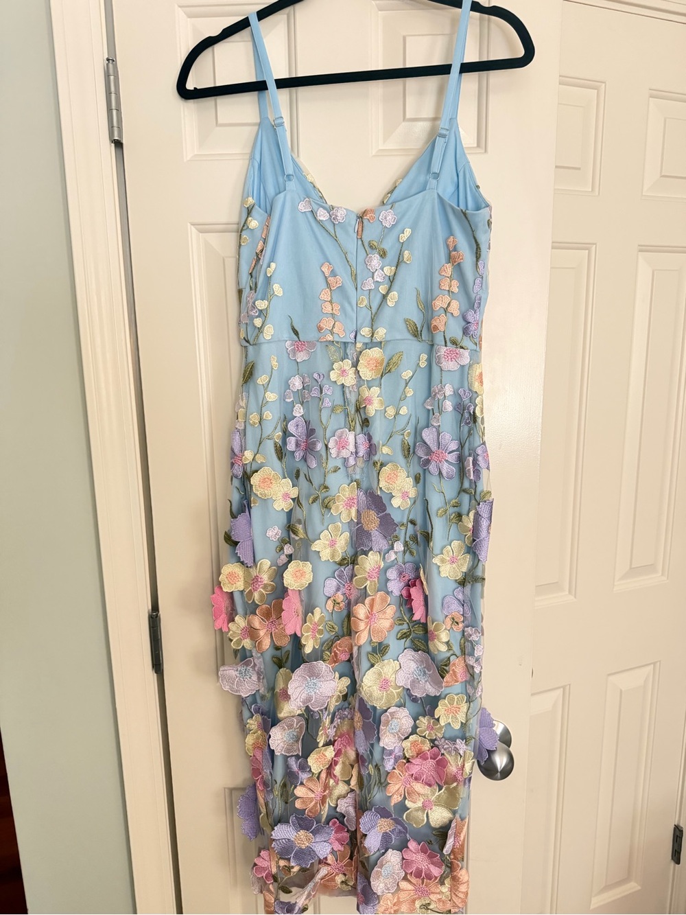 bebe Light Blue Floral Embroidered Dress - Picture 3 of 5